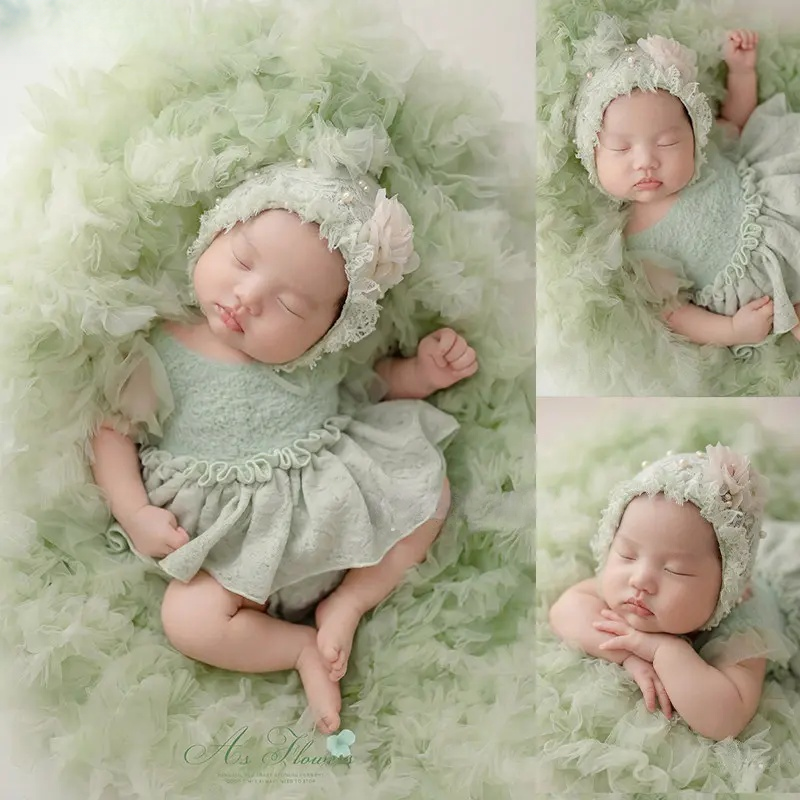Green Lace Outfit Theme Set - Newborn Photography Props - Image 5